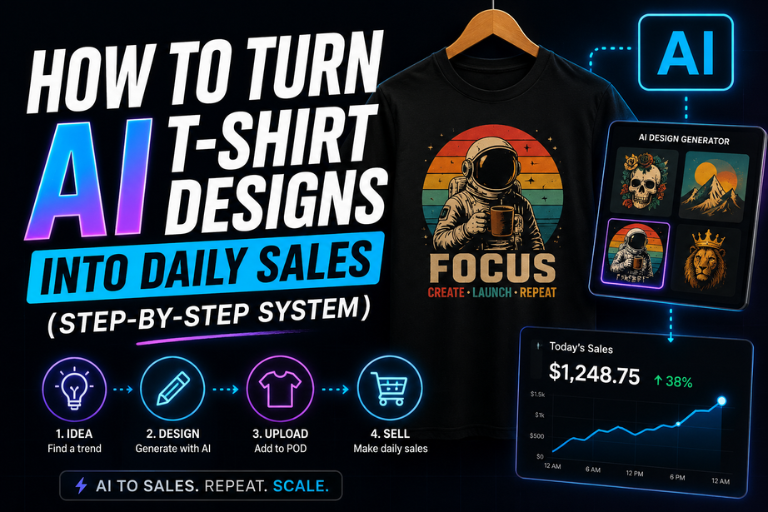 How to Turn AI T-Shirt Designs into Daily Sales (Step-by-Step System)